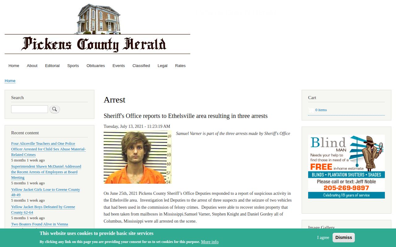 Pickens County Herald arrest news taxonomy record